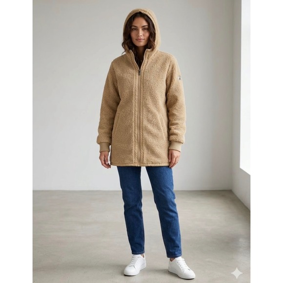 1 Madison Expedition Jackets & Blazers - 1 Madison Expedition Sherpa Fleece Hooded Jacket Tan‎ Camel Full Zip Large